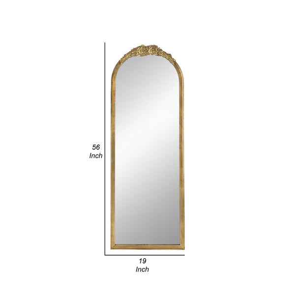  56 Inch Skinny Antique Floral Floor Mirror -  Gold 56 Inch Skinny Antique Floral Floor Mirror -  Gold sold by Wens + Co